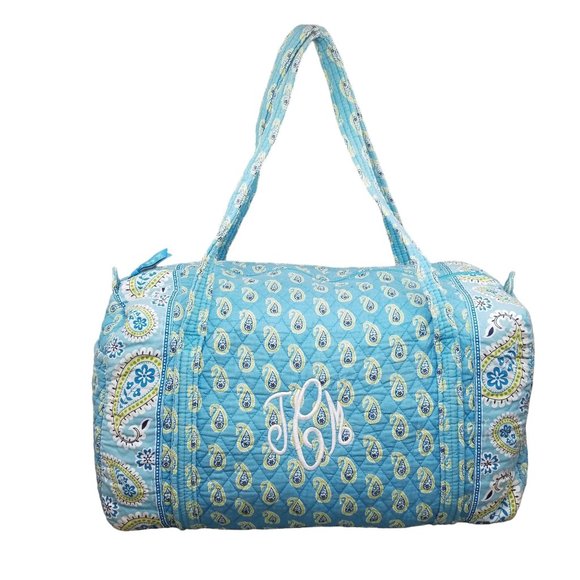 Vera Bradley Handbags - Very Bradley Large Duffle Bag Blue Yellow Paisley Quilted Cotton Made in USA